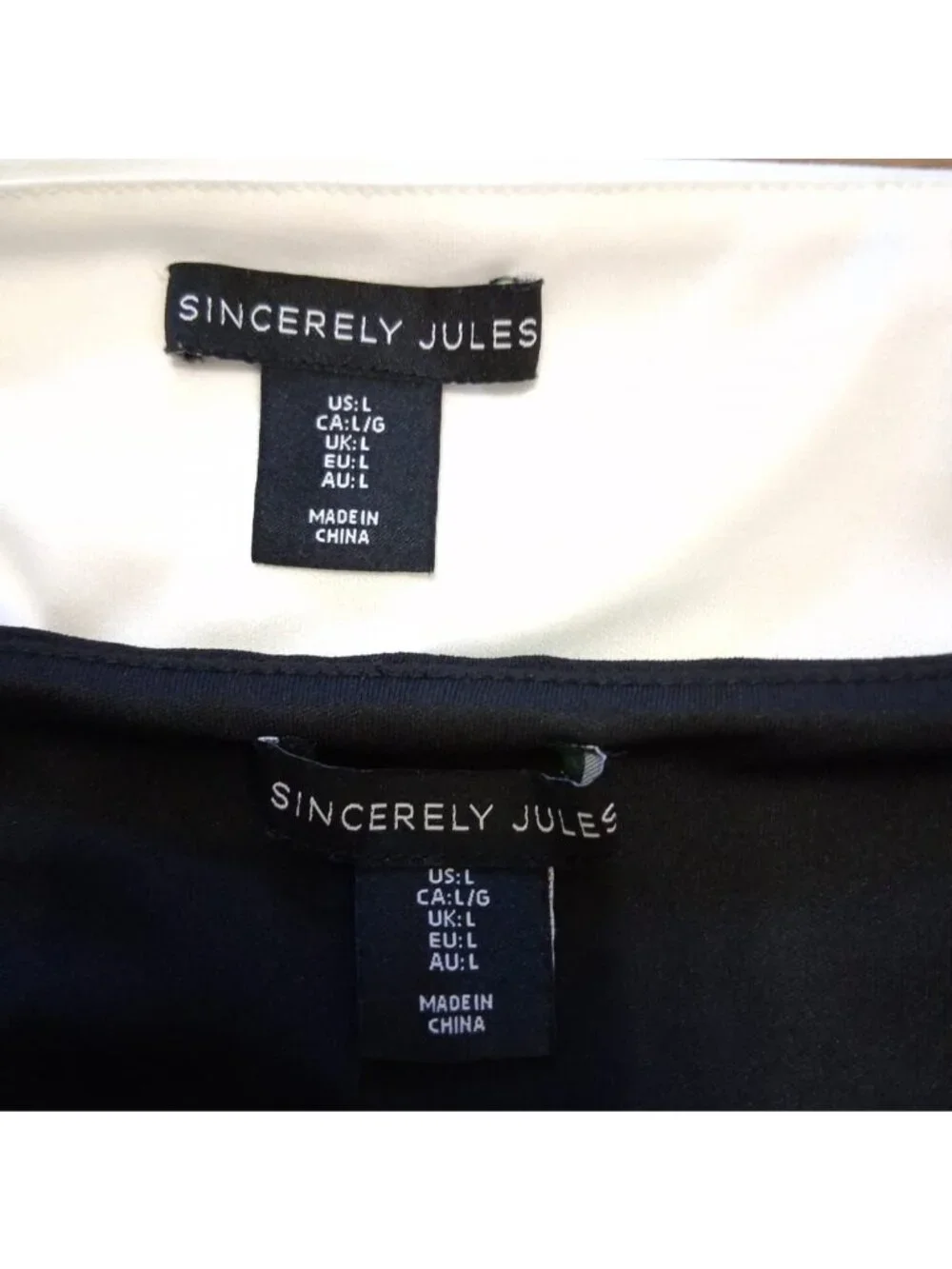 Sincerely Jules 2-Piece Cami Crop Tops Rhinestone Trim L Black White